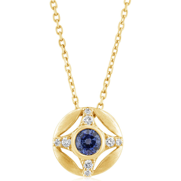 14K Yellow Gold Sapphire/Diamond Pendant