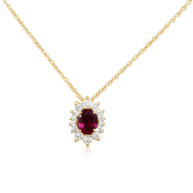 14K Yellow Gold Ruby/Diamond Pendant