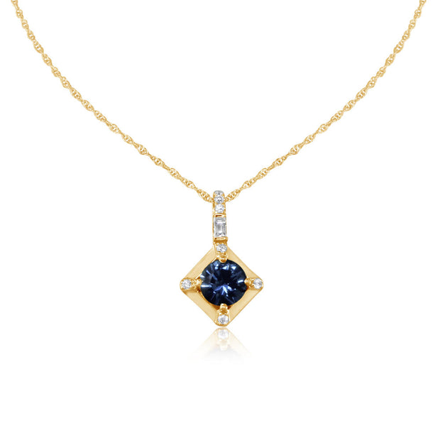 14K Yellow Gold Montana Sapphire/Diamond Pendant