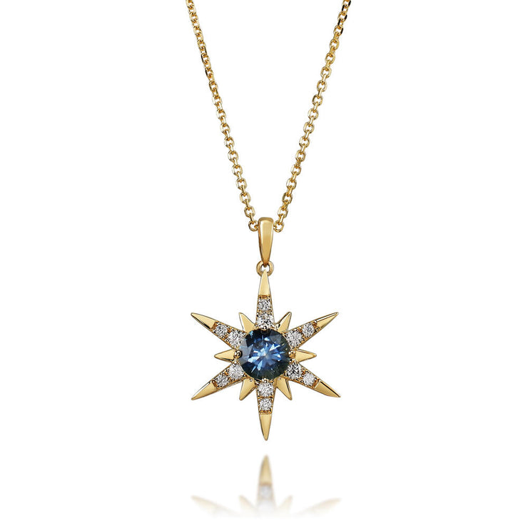 14K Yellow Gold Montana Sapphire/Diamond Pendant