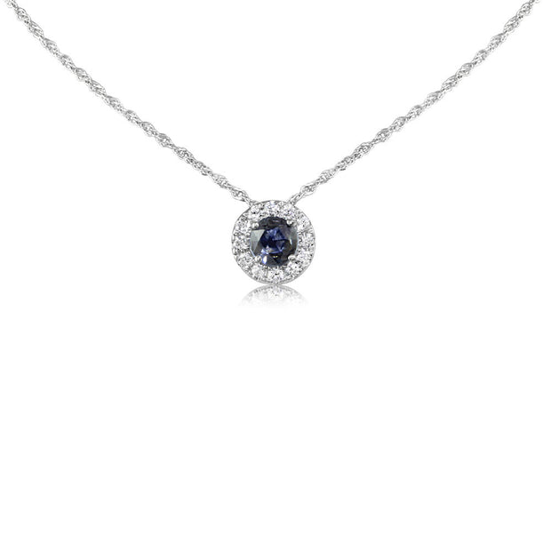 14K White Gold Montana Sapphire/Diamond Pendant