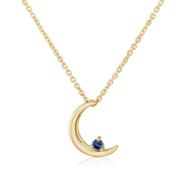 14K Yellow Gold Montana Sapphire Moon Pendant