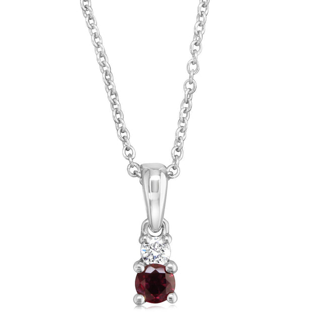 14K White Gold Ruby/Diamond Pendant