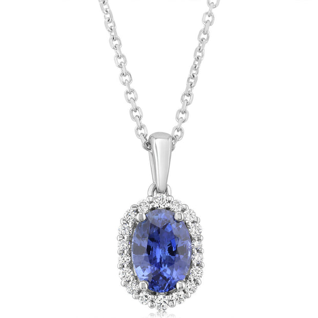 Platinum Sapphire/Diamond Pendant