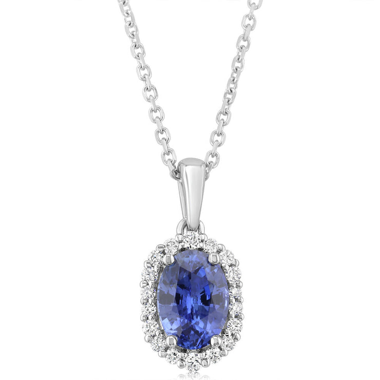 Platinum Sapphire/Diamond Pendant