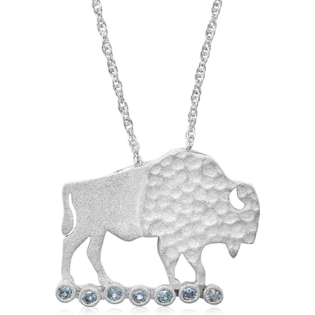 Sterling Silver Buffalo Montana Sapphire Pendant(7-Stones)