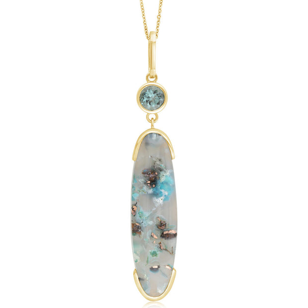 14K Yellow Gold Confetti Chrysocolla/Mint Tourmaline Pendant