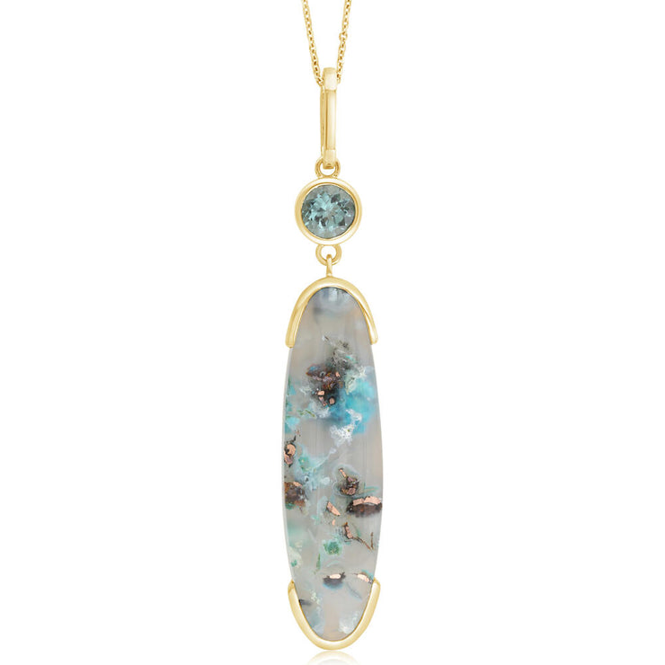 14K Yellow Gold Confetti Chrysocolla/Mint Tourmaline Pendant