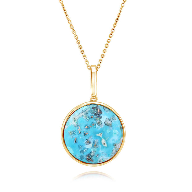 14K Yellow Gold Chrysocolla Pendant