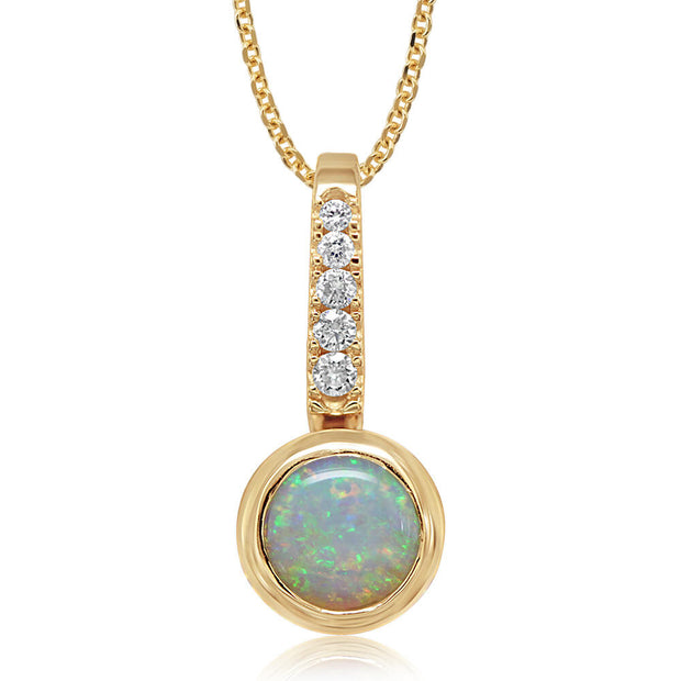 14K Yellow Gold Australian Opal/Diamond Pendant