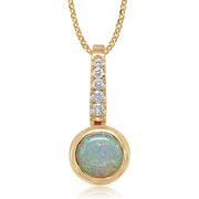 14K Yellow Gold Australian Opal/Diamond Pendant