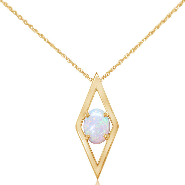 14K Yellow Gold Australian Opal Pendant