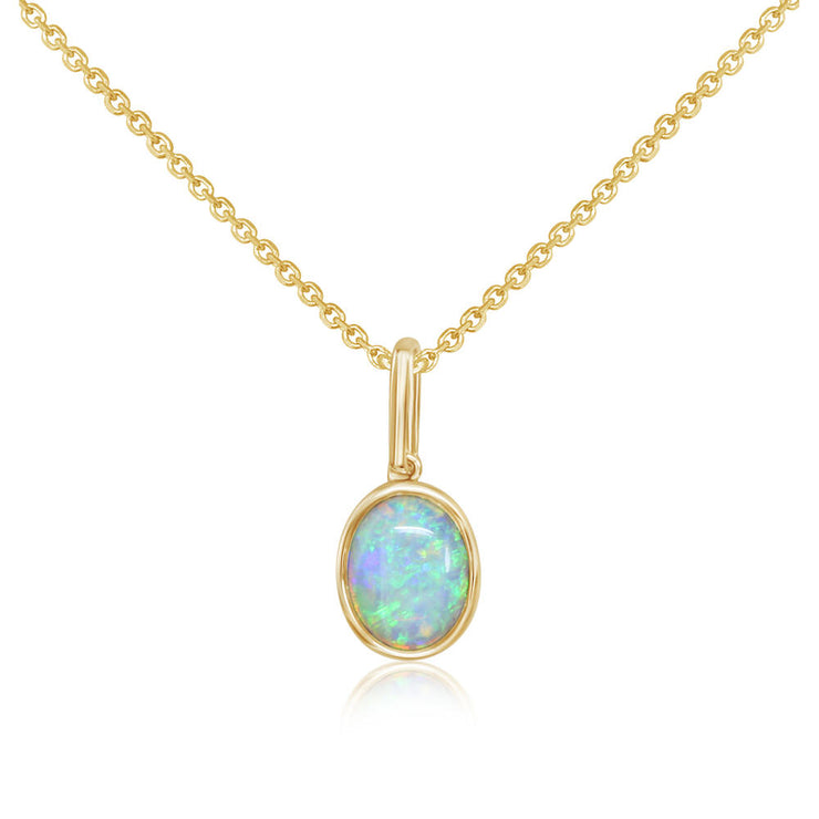 14K Yellow Gold Australian Opal Pendant