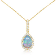 14K Yellow Gold Australian Opal/Diamond Pendant