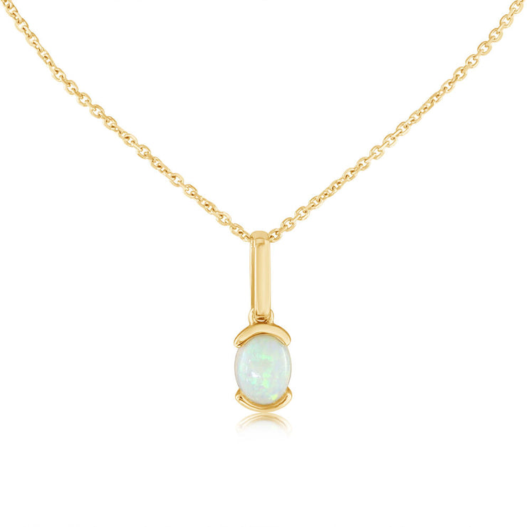 14K Yellow Gold Australian Opal Pendant