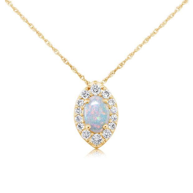 14K Yellow Gold Australian Opal/Diamond Pendant