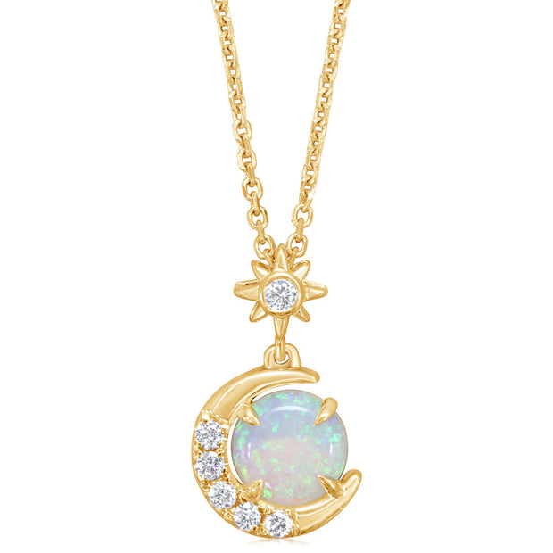 14K Yellow Gold Australian Opal/Diamond Pendant