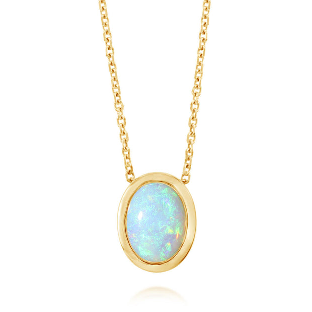 14K Yellow Gold Australian Opal Pendant