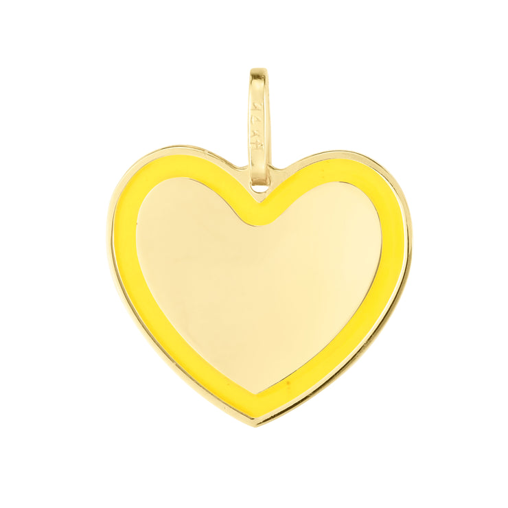 14K Yellow Enamel Heart Charm