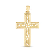 14K Gold Vine Cross Pendant