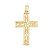 14K Gold Vine Cross Pendant