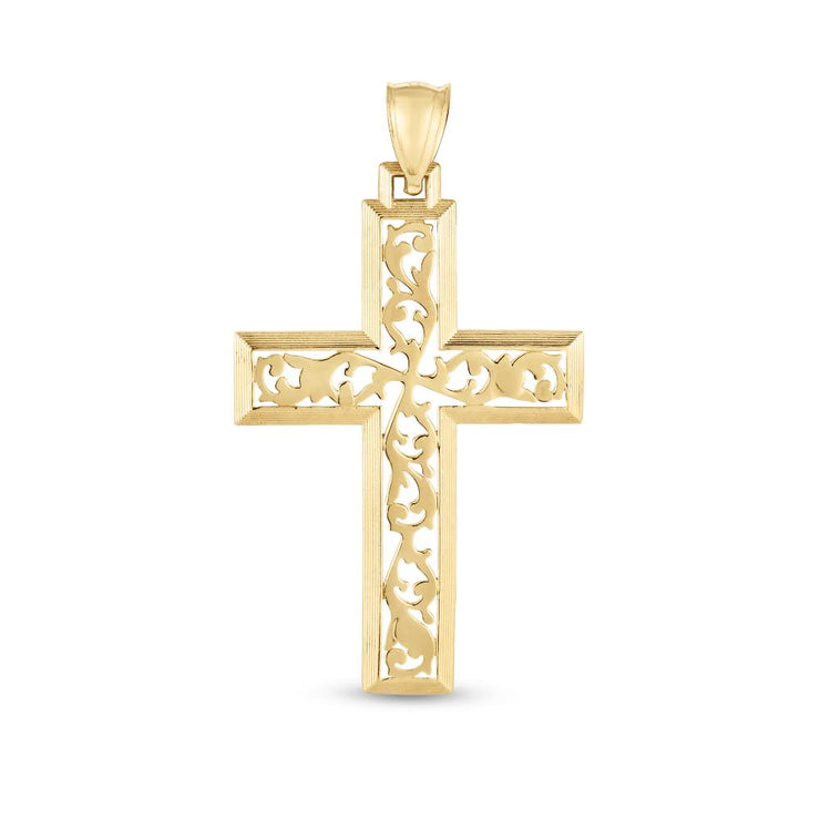 14K Gold Vine Cross Pendant