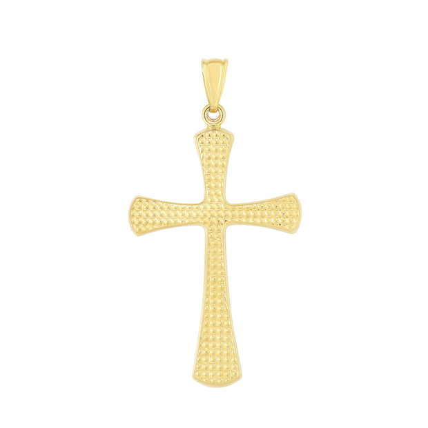 14K Gold Large Diamond Cut Cross