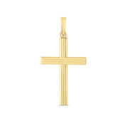 14K Gold Ribbed Cross Pendant