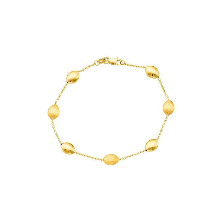 14K Tri-color Gold Satin Pebble Strand  Necklace