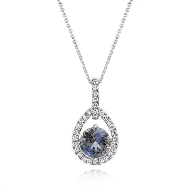 Platinum Peacock Tanzanite/Diamond Pendant