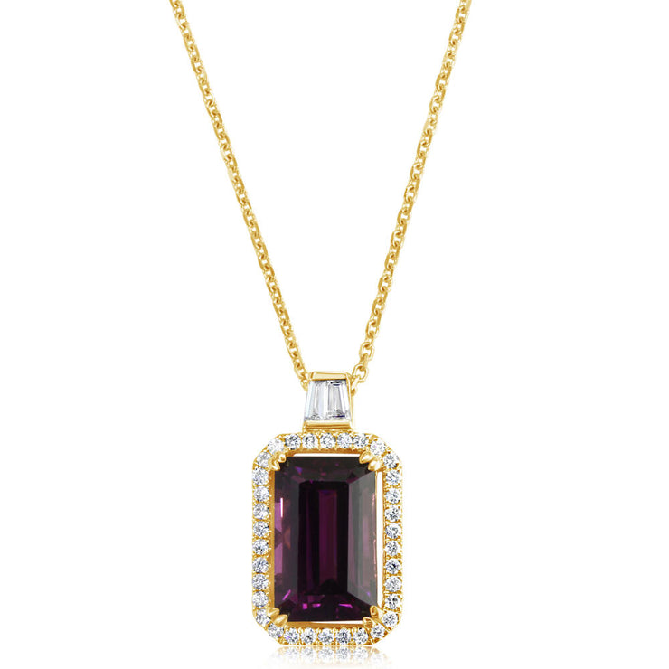 14K Yellow Gold Purple Garnet/Diamond Pendant