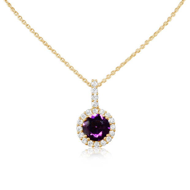 14K Yellow Gold Purple Garnet/Diamond Pendant