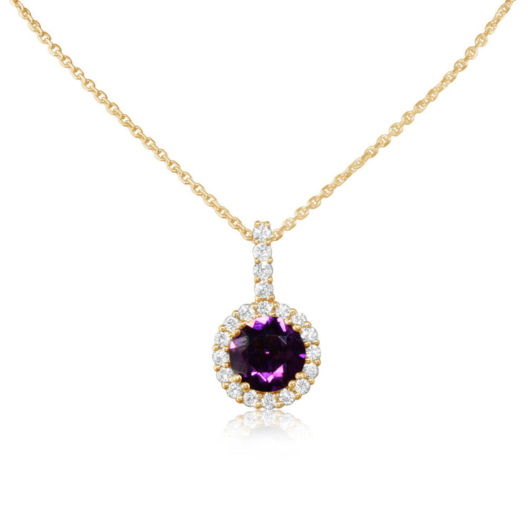 14K Yellow Gold Purple Garnet/Diamond Pendant