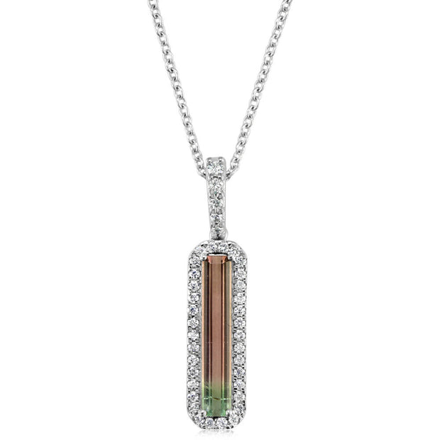 14K White Gold Bi-Color Tourmaline/Diamond Pendant