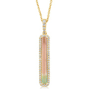 14K Yellow Gold Bi-Color Tourmaline/Diamond Pendant