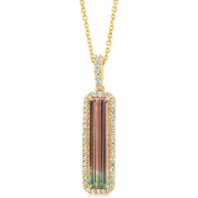 14K Yellow Gold Bi-Color Tourmaline/Diamond Pendant