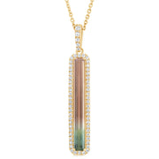 14K Yellow Gold Bi-Color Tourmaline/Diamond Pendant