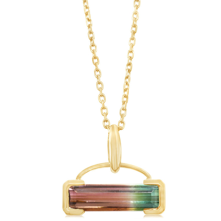 14K Yellow Gold Bi-Color Tourmaline Pendant