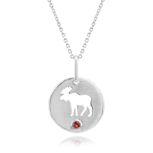 Sterling Silver Idaho Garnet Moose Pendant