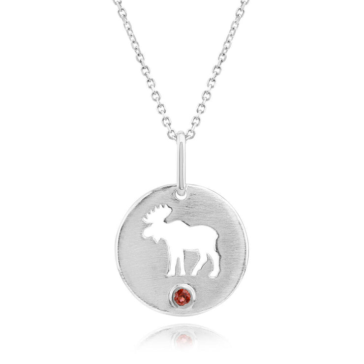Sterling Silver Idaho Garnet Moose Pendant