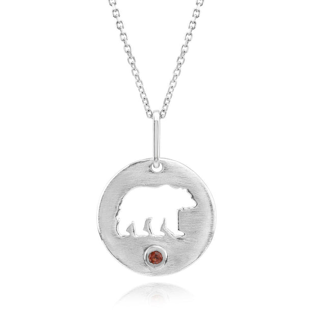 Sterling Silver Idaho Garnet Bear Pendant