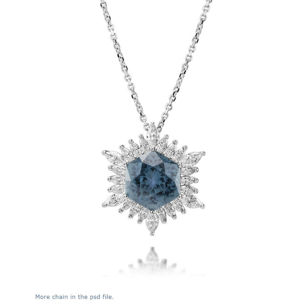 Platinum Montana Sapphire/Diamond Snowflake Pendant