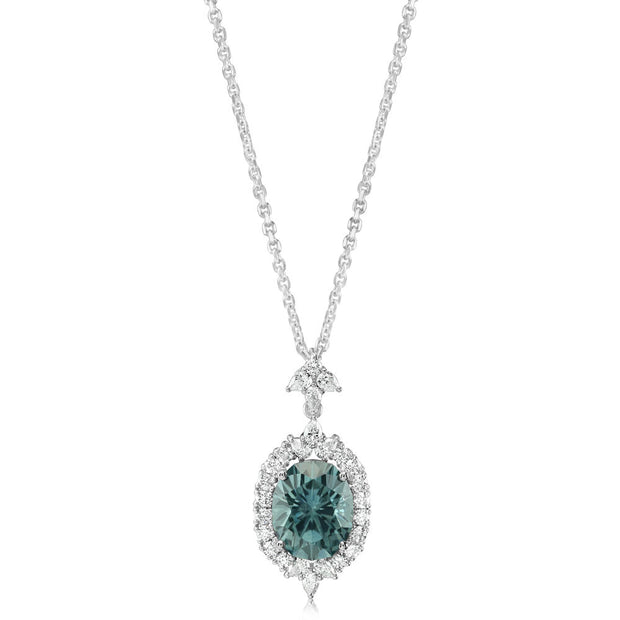 Platinum Montana Sapphire/Diamond Pendant