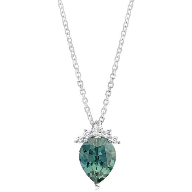 Platinum Montana Sapphire/Diamond Pendant