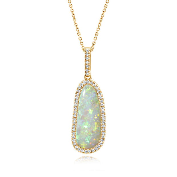 18K Yellow Gold Australian Opal/Diamond Pendant