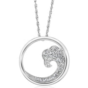 Sterling Silver Nature White Sapphire Wave 20mm Pendant