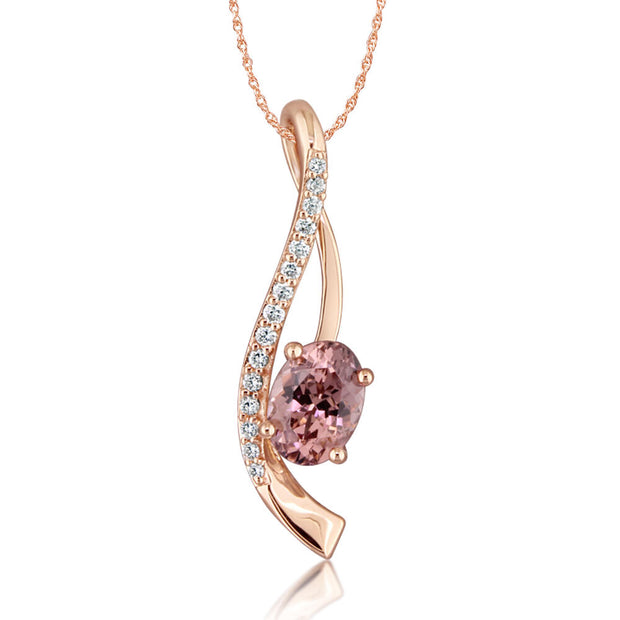 14K Rose Gold Lotus Garnet/Diamond Pendant