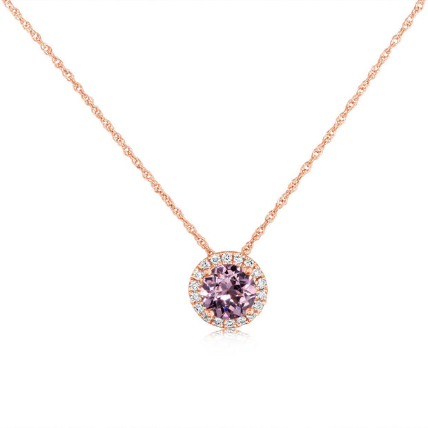 14K Rose Gold Lotus Garnet/Diamond Pendant