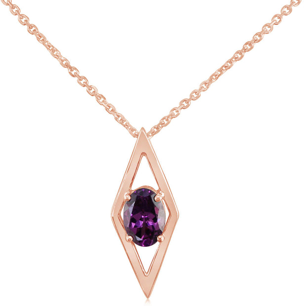 14K Rose Gold Purple Garnet Pendant