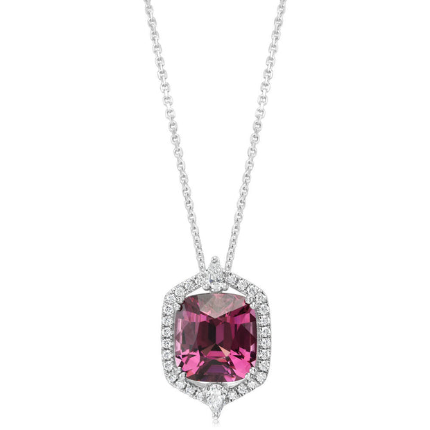 Platinum Pink Garnet/Diamond Pendant